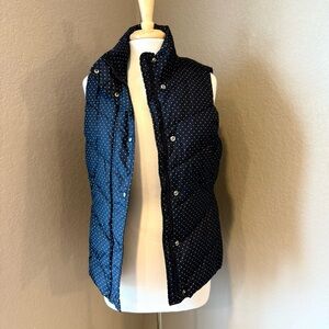 GAP Dark Blue Puffer Vest with White Dots Medium